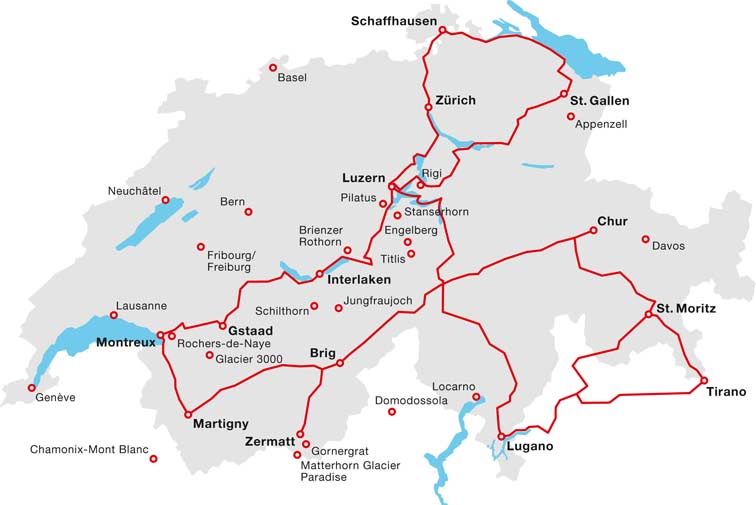 Grand tour of Switzerland map